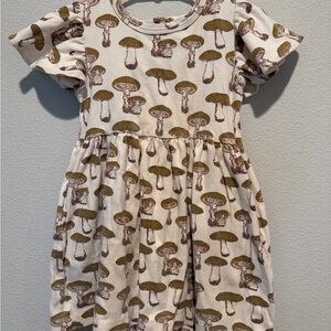 Kate Quinn Cream and Tan Mushroom Print Dress